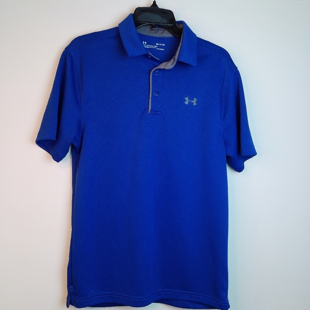 Under Armour Heatgear Royal Blue/Gray Polo Mens Size Small - Picture 3 of 8